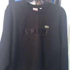 mens lacoste supreme black crewneck